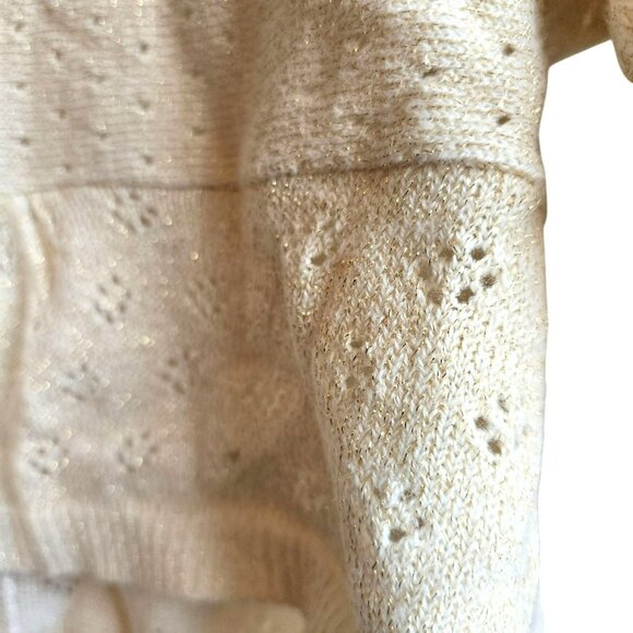 Limited Too Girls Cream Gold Sweater XXL Open-Front Cardigan V-neck jj3751 - Picture 7 of 7